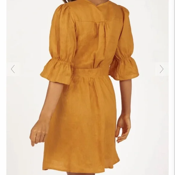 DISSH NOHA GOLDEN LINEN BUTTON MINI DRESS - Picture 3 of 4